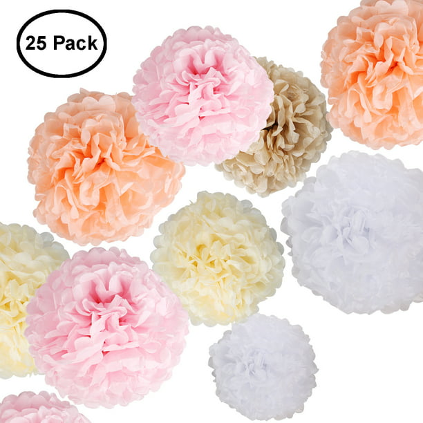 Tissue Paper Pom Poms Pink Gray White 9pcs Flower Balls for Birthday Wedding Party Baby Shower Decorations Bobotogo 6 10 14 